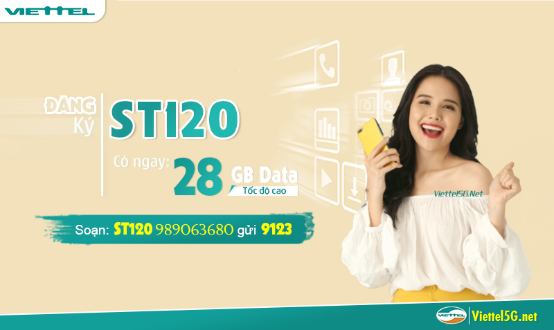 Gói 4G theo tháng st120 Viettel