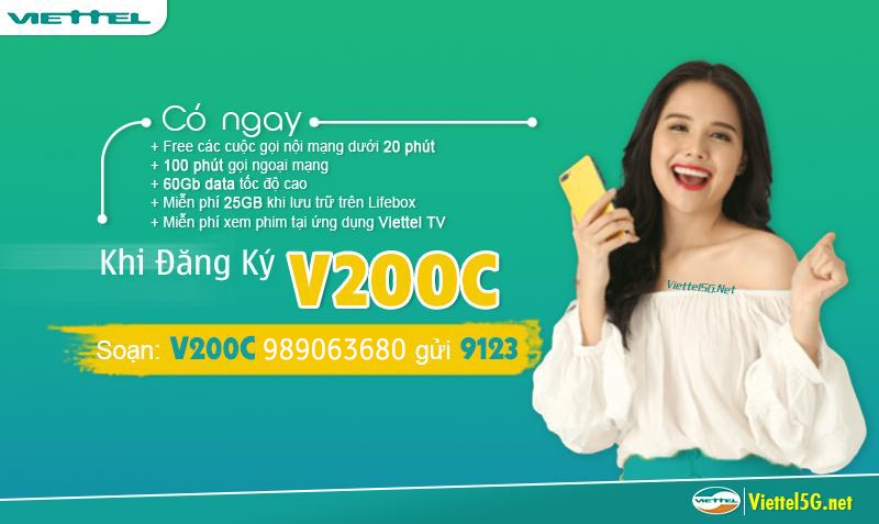 Gói cước 4G combo V200C Viettel