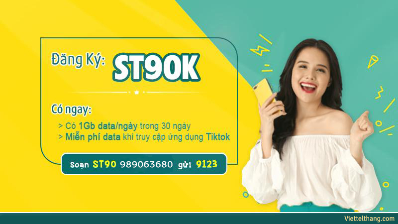 Gói cước Viettel 90k 1 tháng ST90K