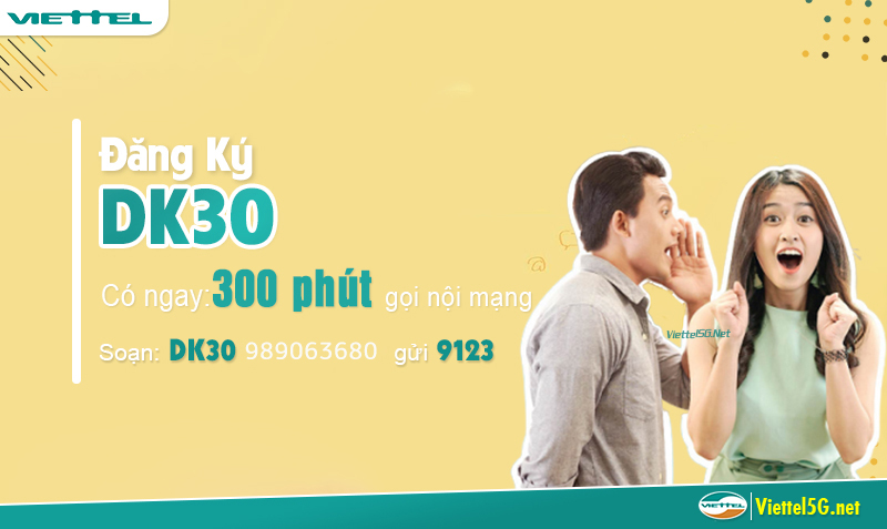 Gói cước gọi nội mạng DK30 Viette;