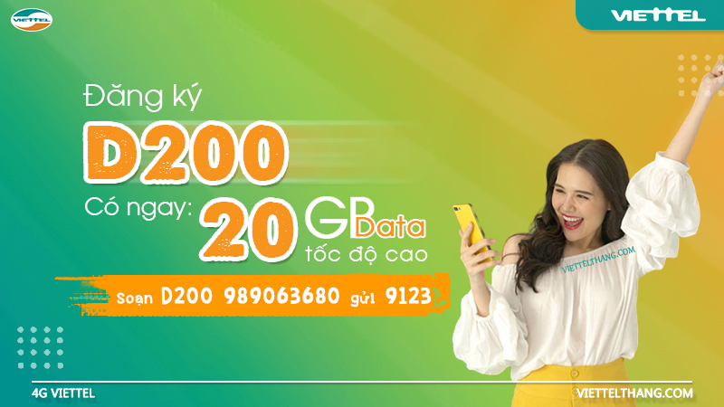 Đăng ký gói D200 của Viettel